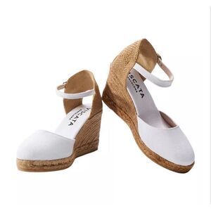 Viscata Barcelona Satuna Limited Edition Canvas Espadrille White Wedges Heels
